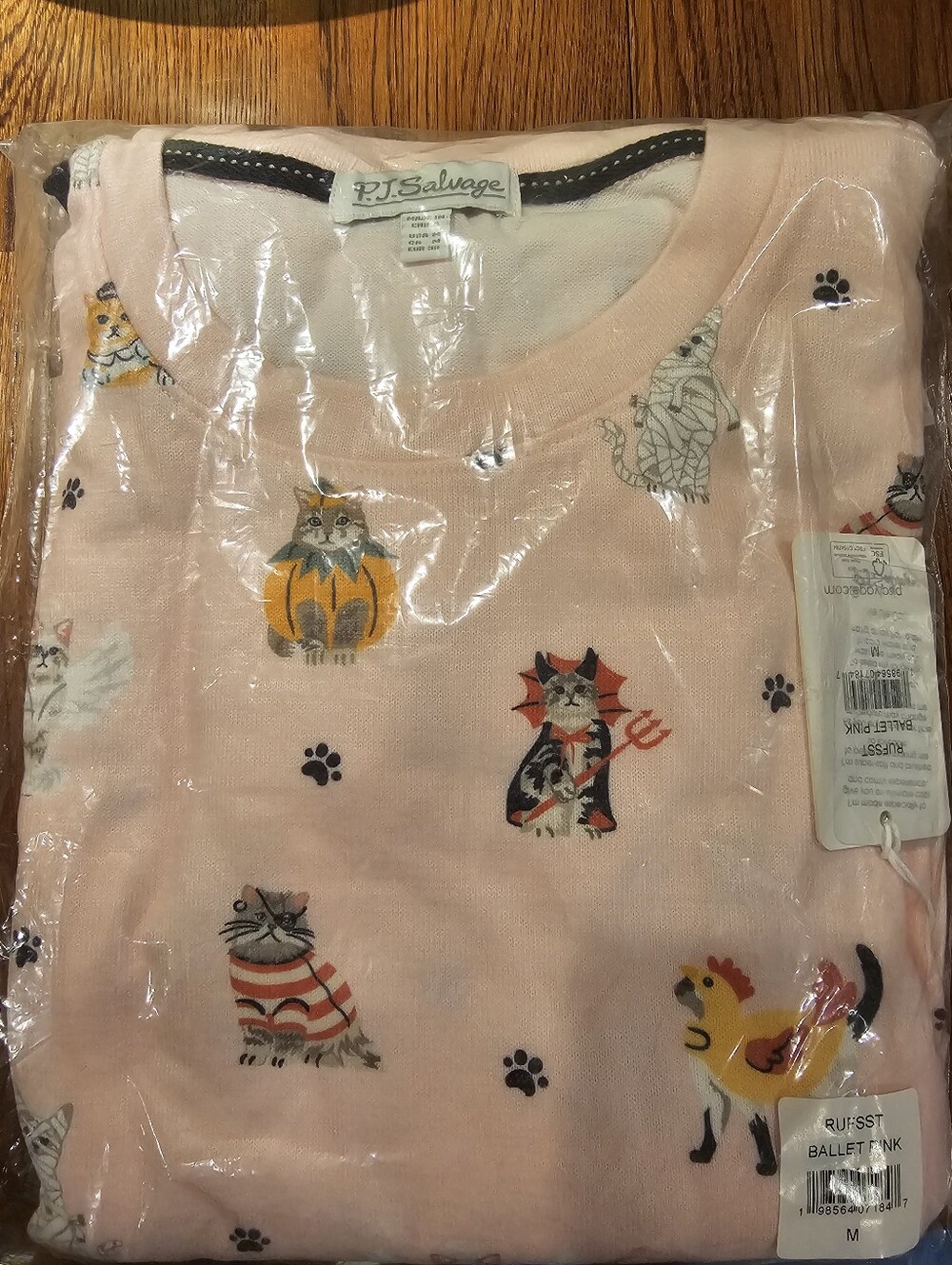 P.J. Salvage Pink Halloween Cat Print Women's Pajama Set
